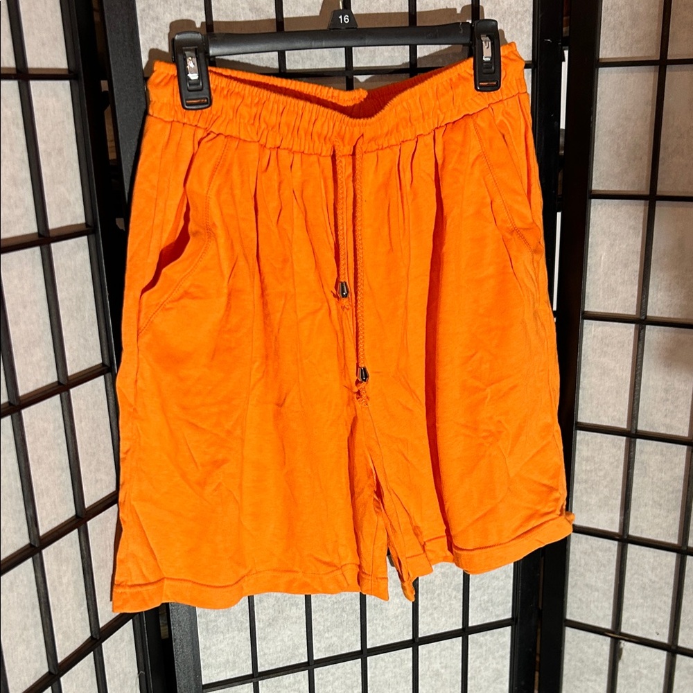 Bright Orange Drawstring Shorts